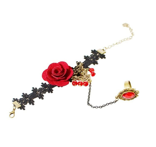 Red Rose Ring Bracelet - EarringEverything.com Fashion Jewelry For Trendsetters - FREE SHIPPING - #necklace #earrings #jewelry #jewellery #goldjewelry #silverjewelry #accessories #fashionista #fashionjewelry #instagood #bracelet #Ring #jewelrydesigner #bridesmaidsgifts #jewelryforsale #jewelrystore #jewelryporn #jewelryshop #jewelrylover #jewelrylovers #jewelrysale #jewelrygifts #jewelrybox #jewelrydesign #jewelryjunkie #pearls #swarovski #ontrend #uniquejewelry #EarringEverything