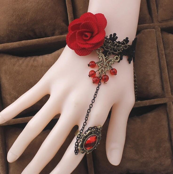 Red Rose Ring Bracelet - EarringEverything.com Fashion Jewelry For Trendsetters - FREE SHIPPING - #necklace #earrings #jewelry #jewellery #goldjewelry #silverjewelry #accessories #fashionista #fashionjewelry #instagood #bracelet #Ring #jewelrydesigner #bridesmaidsgifts #jewelryforsale #jewelrystore #jewelryporn #jewelryshop #jewelrylover #jewelrylovers #jewelrysale #jewelrygifts #jewelrybox #jewelrydesign #jewelryjunkie #pearls #swarovski #ontrend #uniquejewelry #EarringEverything